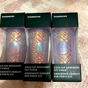 3 Starbucks Keychain Ornaments
